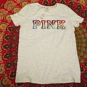 VS PINK bling logo sequin tee shirt